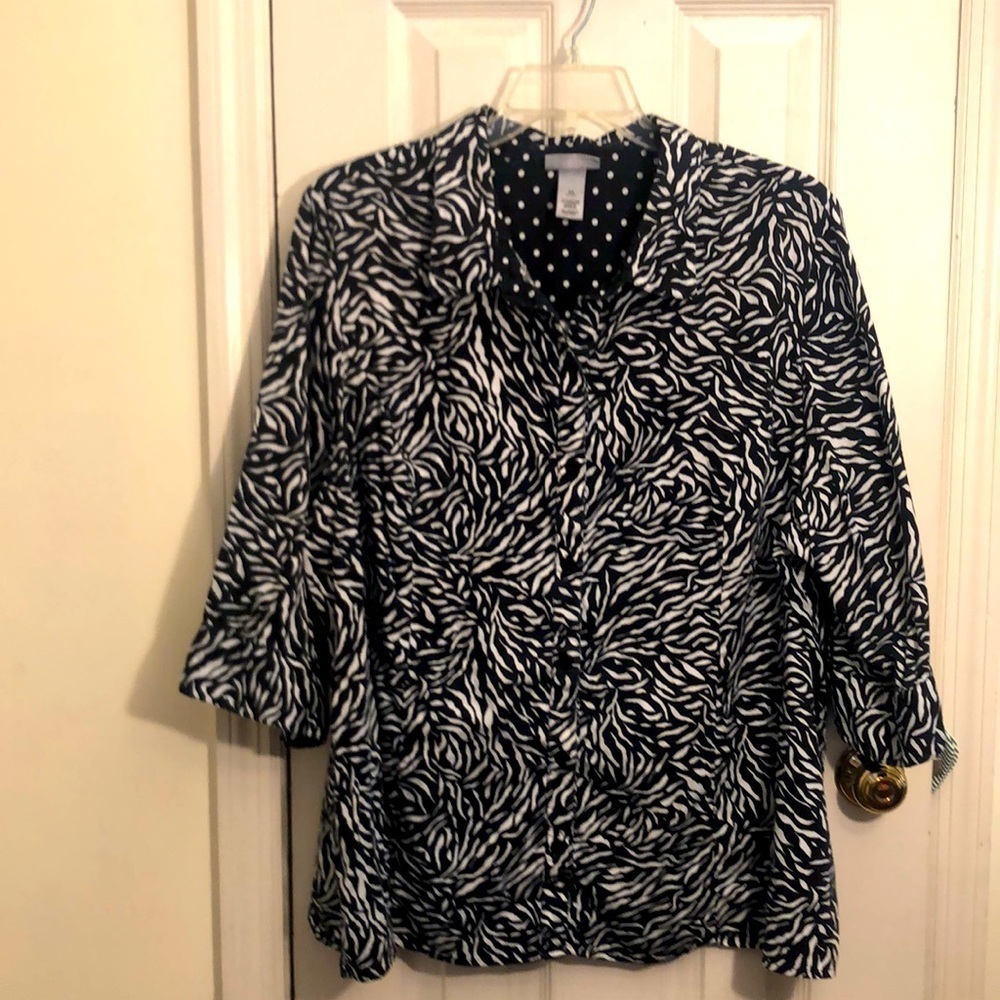 2X Maggie Barnes for Catherine’s  Pit to Pit 27 3/4"  Cotton Blend 3/4 Sleeves